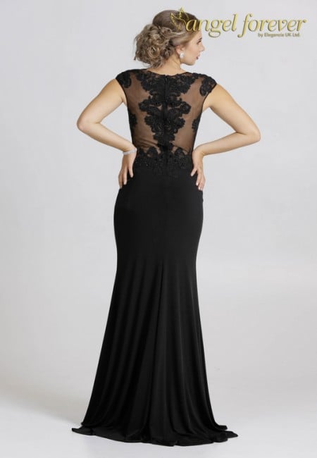 Angel Forever Black Jersey Prom Dress / Evening Dress Back